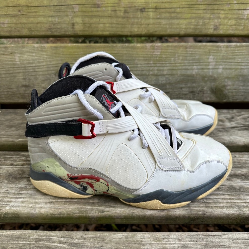 Nike Air Jordan 8 Varsity Red White Grey Flint Sneakers 467807-105 Sz 10.5 Retro